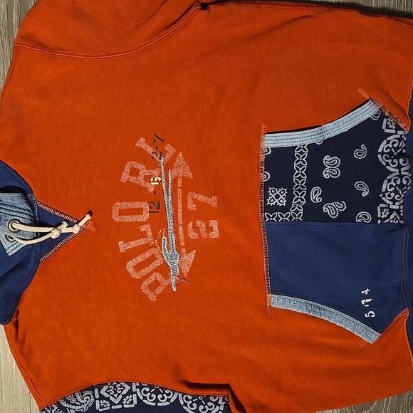 Polo Ralph Lauren Bandana Patchwork Short-Sleeve Fleece Pullover Hoodie (L) - Picture 3 of 7